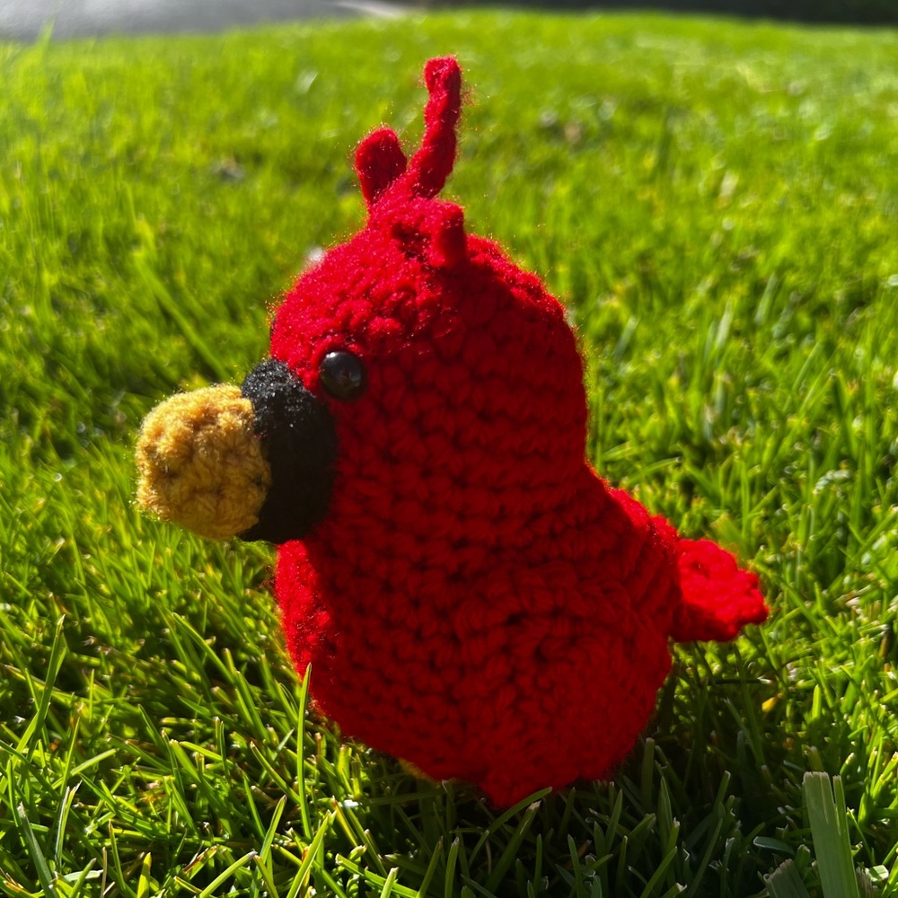 Hand Crocheted Ruby the Cardinal Stuffed Animal Plushie!